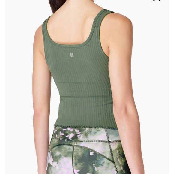 Sweaty Betty Mindful Crop Seamless Rib Tank in Ivy Green xs - Picture 2 of 8
